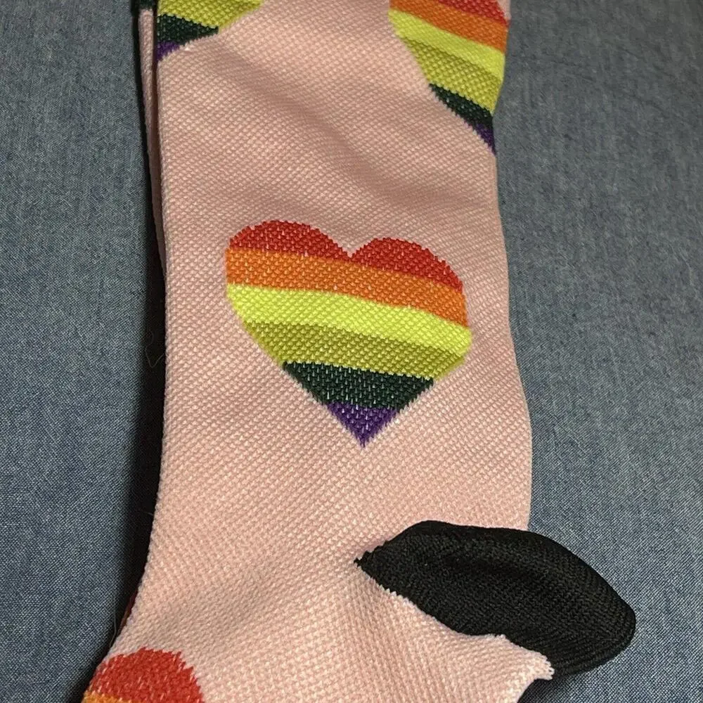 Pink Socks With Hearts Compression Socks Stockings Knee‎ High Small